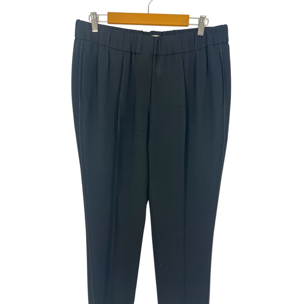 Brunello Cucinelli Monili Silk Blend Pull-On Pants in Black - Picture 6 of 15